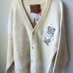 Grindhouse Denim Teddy Bear "Rise" Cardigan Sweater - Ecru - NWT 3XL